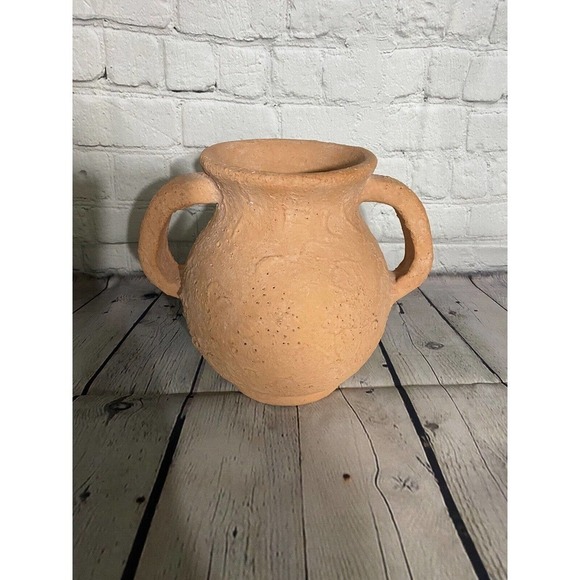VASE TERRA-COTTA POTTERY TEXTURED MATTE MINIMALIST - ceramic - Picture 1 of 3